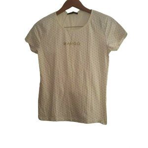 Mango Women Beige Spots Short Sleeve T-Shirt M